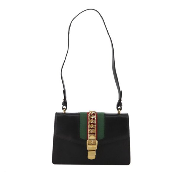 GUCCI Silvi Web Sherry Sherry Line Shoulder Bag Leather 421882 Auth bs21500 - Picture 1 of 15